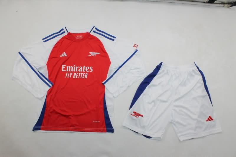 Kids Arsenal 24/25 Home Long Sleeve Soccer Jersey And Shorts