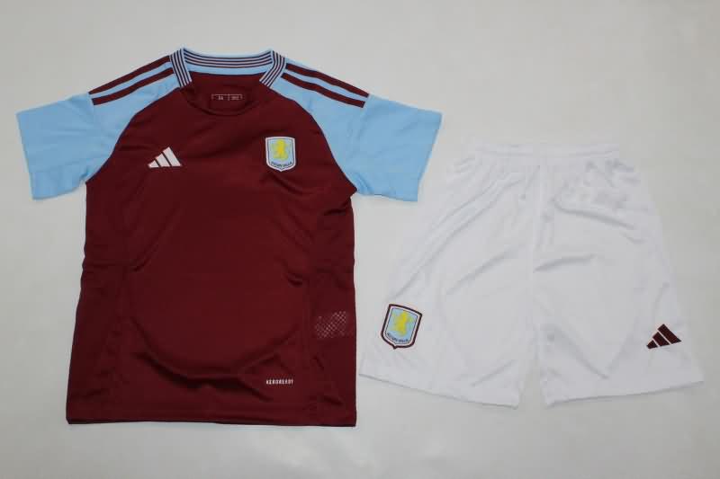 Kids Aston Villa 24/25 Home Soccer Jersey And Shorts