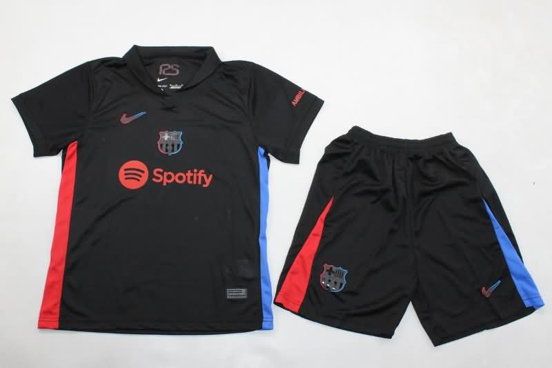 Kids Barcelona 24/25 Away Soccer Jersey And Shorts