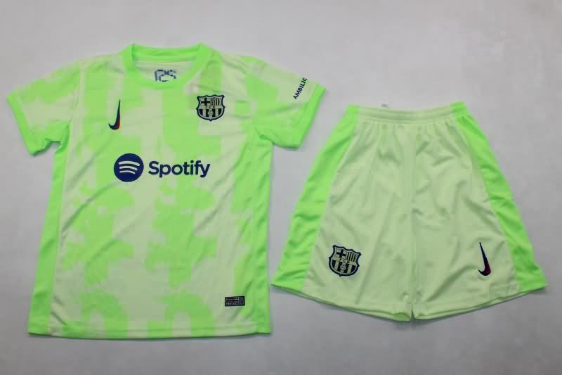 Kids Barcelona 24/25 Third Soccer Jersey And Shorts Leaked