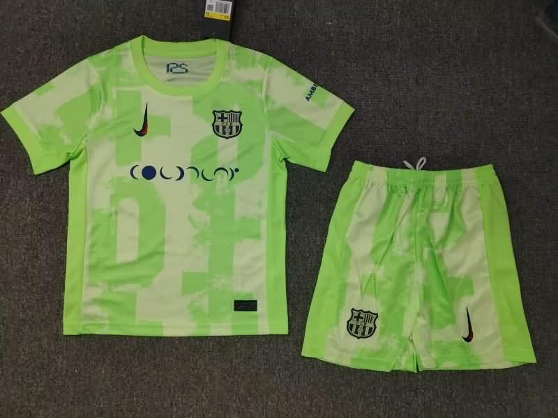 Kids Barcelona 24/25 Third Soccer Jersey And Shorts Sponsor 02