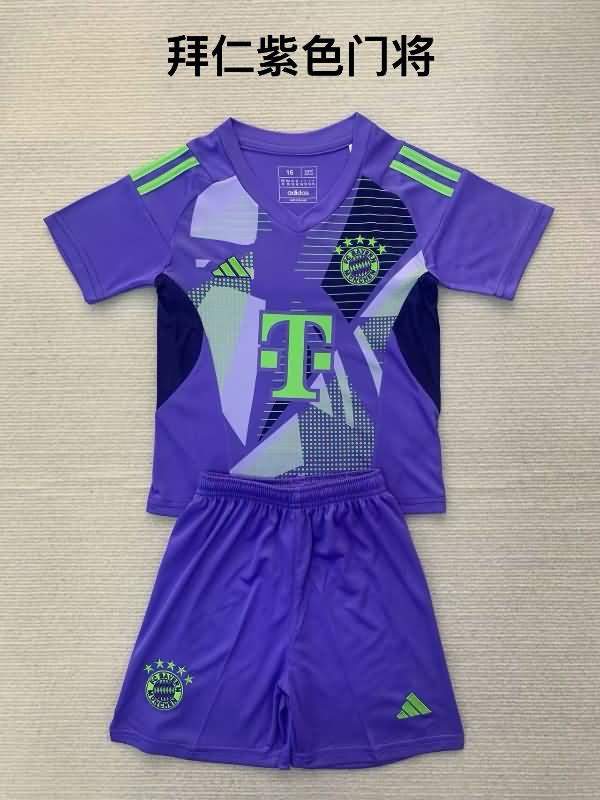 Kids Bayern Munich 24/25 Goalkeeper Purples Soccer Jersey And Shorts