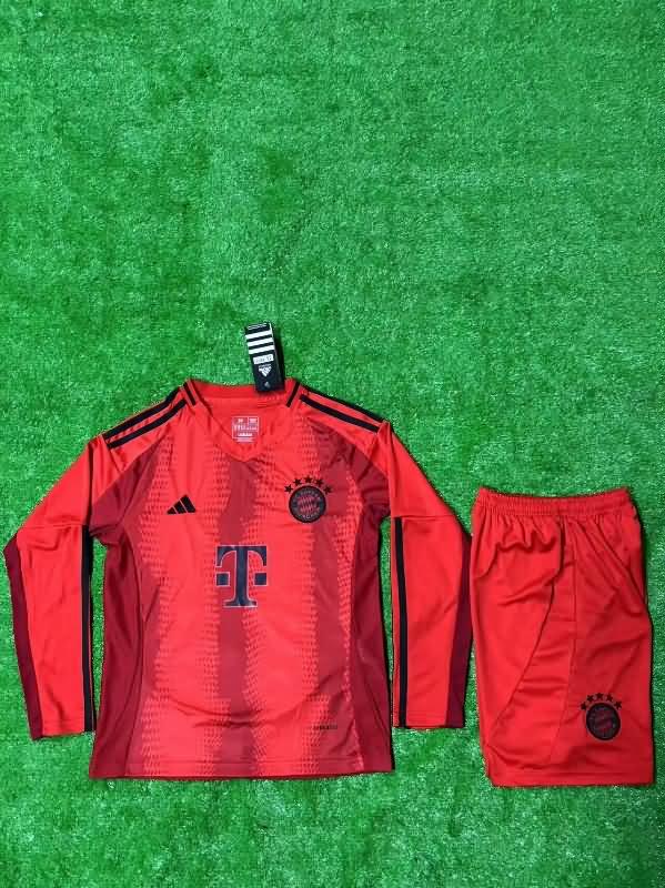 Kids Bayern Munich 24/25 Home Long Sleeve Soccer Jersey And Shorts