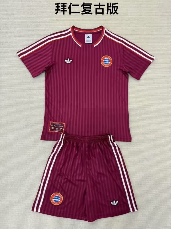 Kids Bayern Munich 24/25 Red Soccer Jersey And Shorts