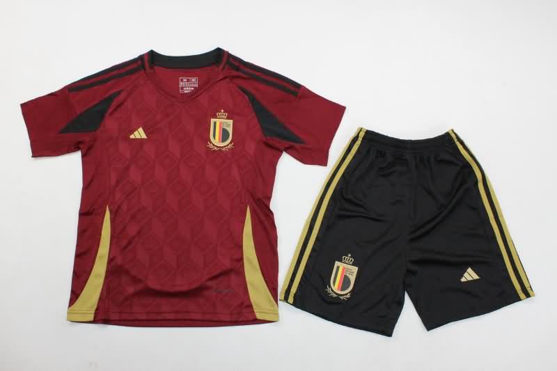 Kids Belgium 2024 Home Soccer Jersey And Shorts