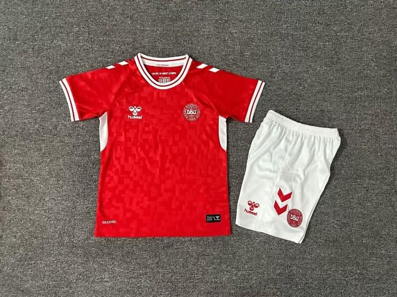 Kids Denmark 2024 Home Soccer Jersey And Shorts
