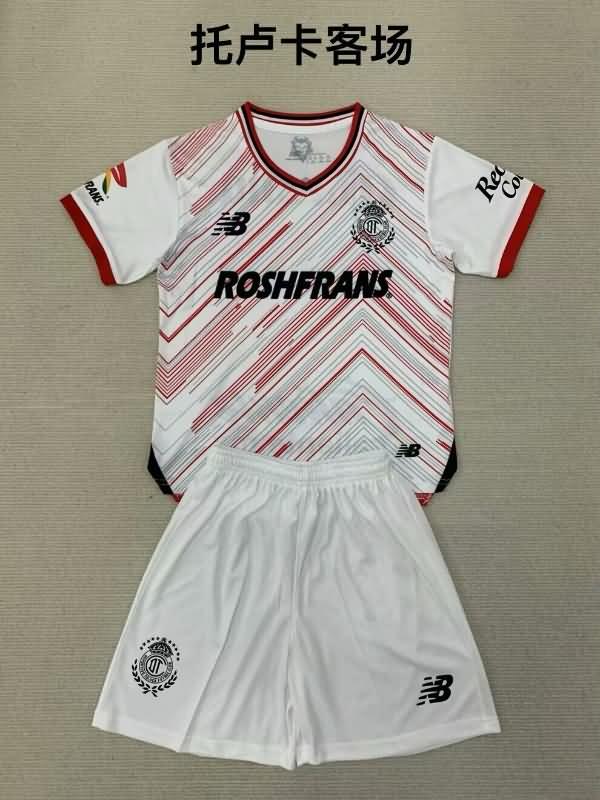 Kids Deportivo Toluca 24/25 Away Soccer Jersey And Shorts