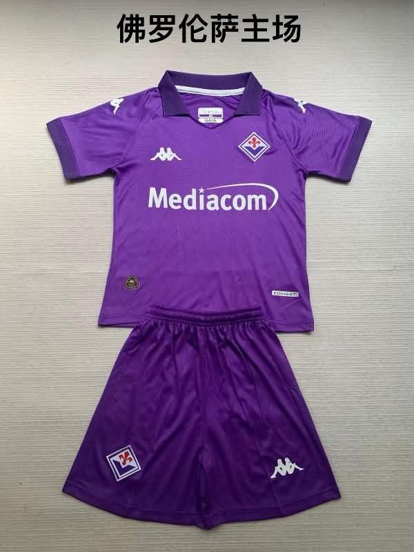 Kids Fiorentina 24/25 Home Soccer Jersey And Shorts