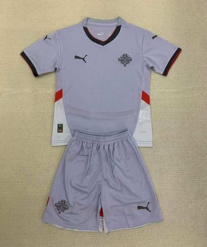 Kids Iceland 2024 Away Soccer Jersey And Shorts