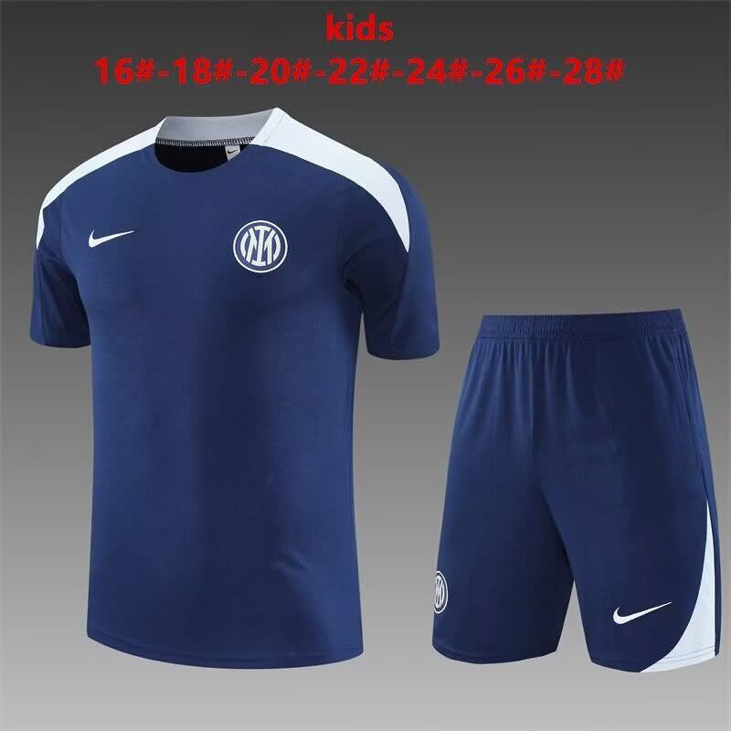 Kids Inter Milan 24/25 Training Soccer Jersey And Shorts