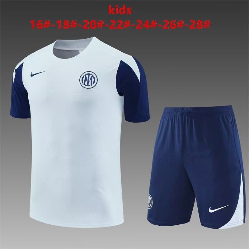 Kids Inter Milan 24/25 Training Soccer Jersey And Shorts 02