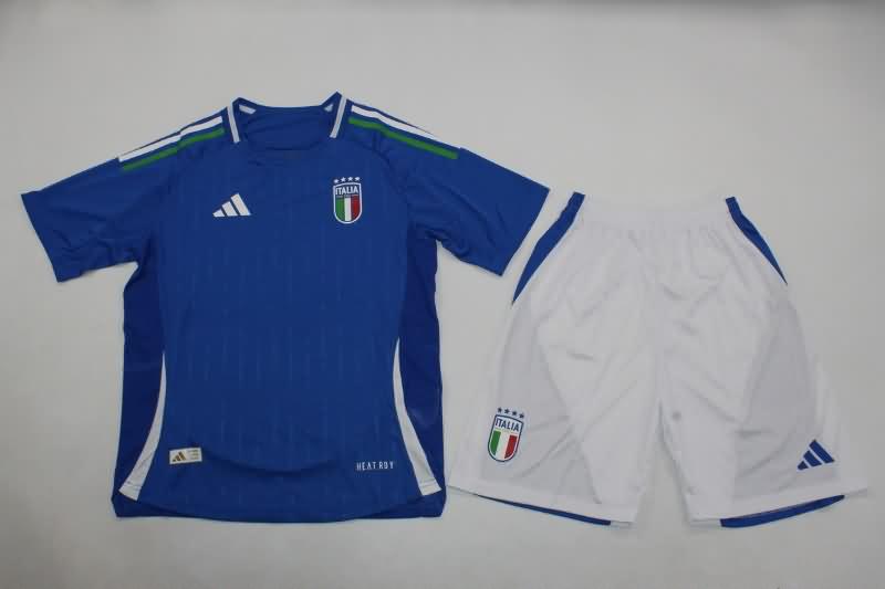 Kids Italy 2024 Home Soccer Jersey And Shorts (Player)