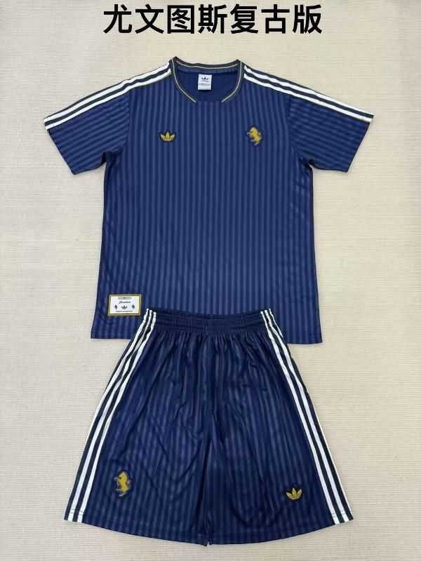 Kids Juventus 24/25 Dark Blue Soccer Jersey And Shorts