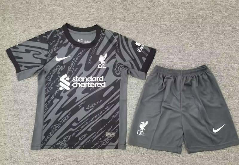 Kids Liverpool 24/25 Goalkeeper Grey Soccer Jersey And Shorts Leaked