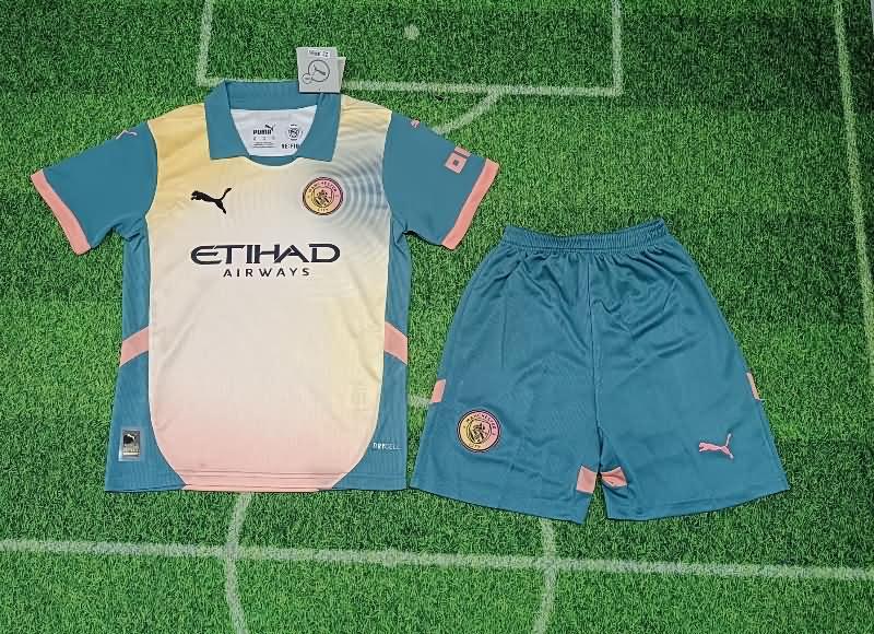 Kids Manchester City 24/25 Fourth Soccer Jersey And Shorts