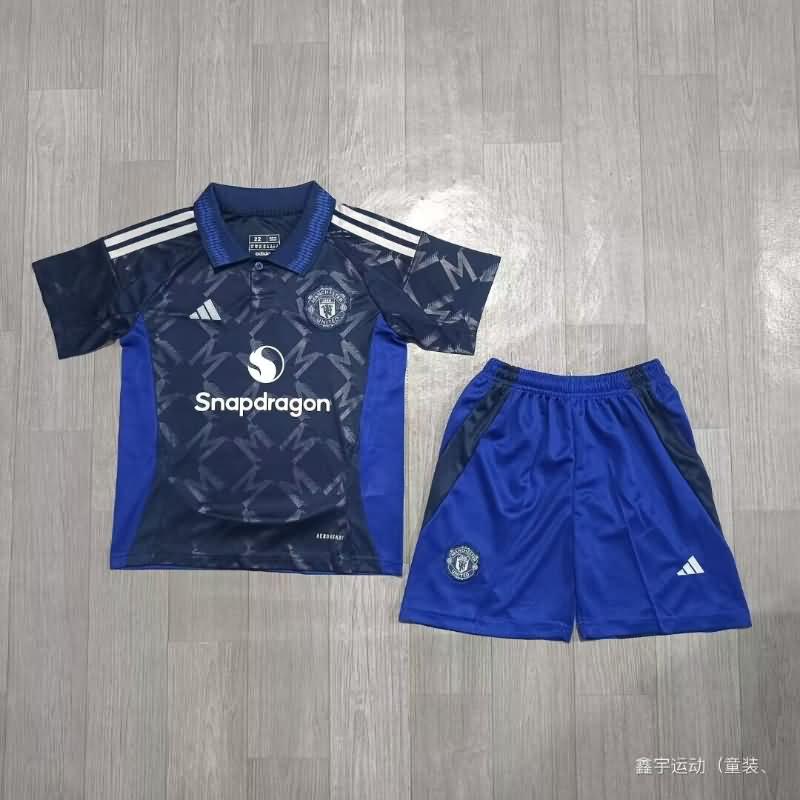 Kids Manchester United 24/25 Away Soccer Jersey And Shorts Leaked