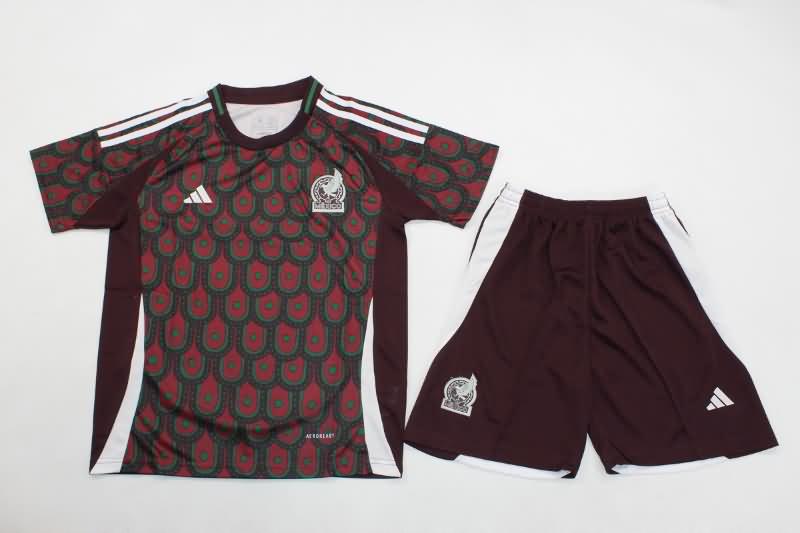 Kids Mexico 2024 Copa America Home Soccer Jersey And Shorts