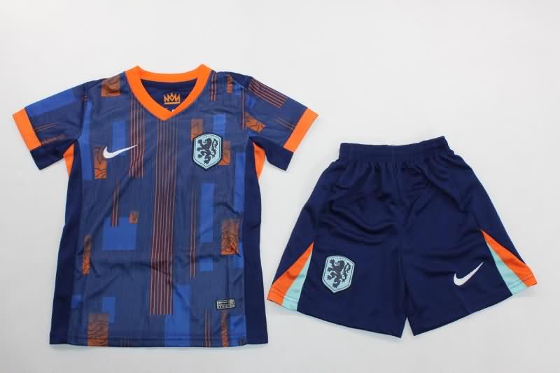 Kids Netherlands 2024 Away Soccer Jersey And Shorts