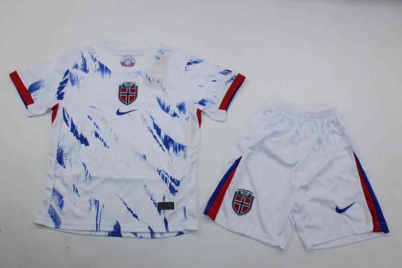 Kids Norway 2024 Away Soccer Jersey And Shorts