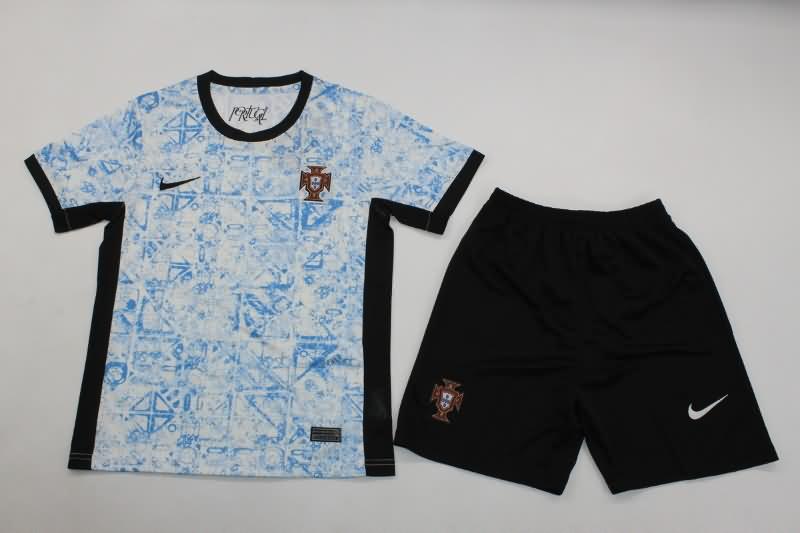 Kids Portugal 2024 Away Soccer Jersey And Shorts