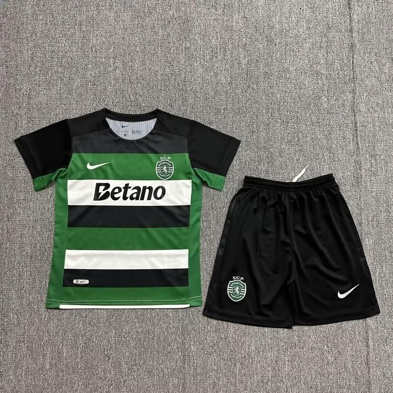 Kids Sporting Lisbon 24/25 Home Soccer Jersey And Shorts