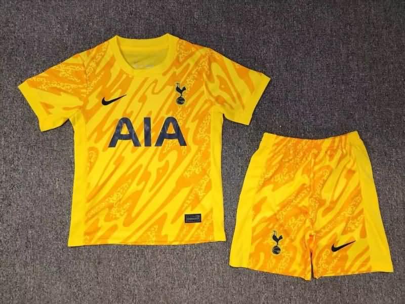 Kids Tottenham Hotspur 24/25 Goalkeeper Yellow Soccer Jersey And Shorts