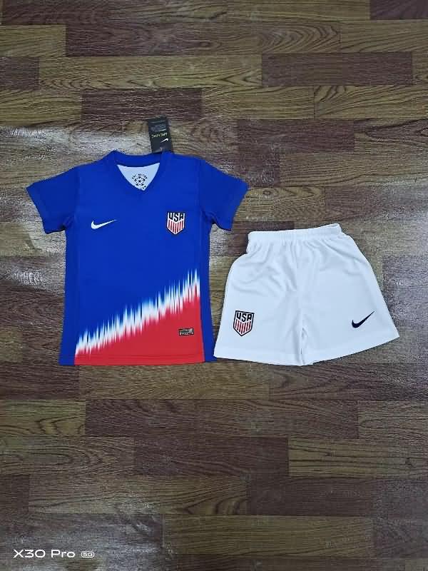 Kids USA 2024 Copa America Away Soccer Jersey And Shorts
