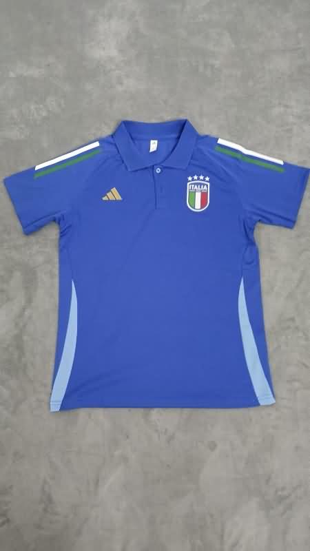 AAA Quality Italy 2024 Blue Polo Soccer T-Shirt