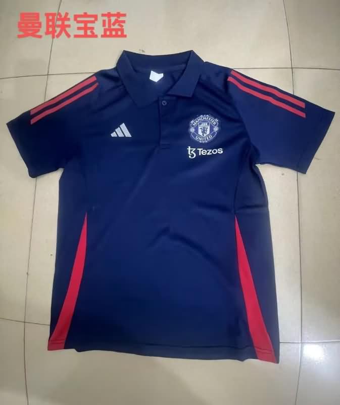 AAA Quality Manchester United 24/25 Dark Blue Polo Soccer T-Shirt