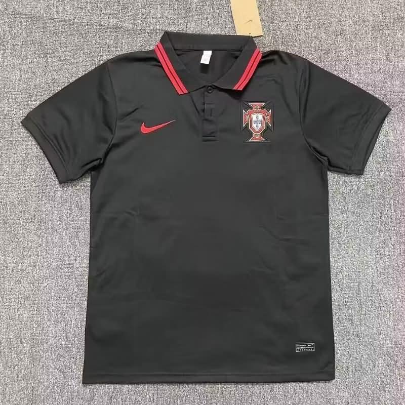 AAA Quality Portugal 2024 Black Polo Soccer T-Shirt