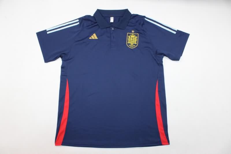 AAA Quality Spain 2024 Dark Blue Polo Soccer T-Shirt