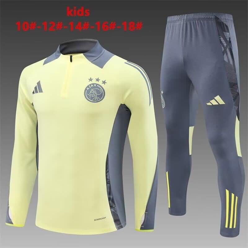 Kids AAA Quality Ajax 24/25 Yellow Soccer Tracksuit