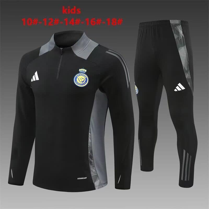 Kids AAA Quality Al Nassr FC 24/25 Black Soccer Tracksuit