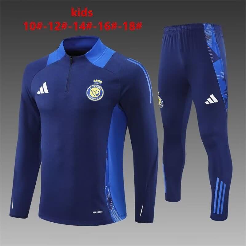 Kids AAA Quality Al Nassr FC 24/25 Dark Blue Soccer Tracksuit