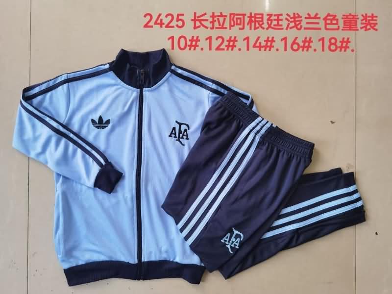 Kids AAA Quality Argentina 2024 Blue Soccer Tracksuit 02