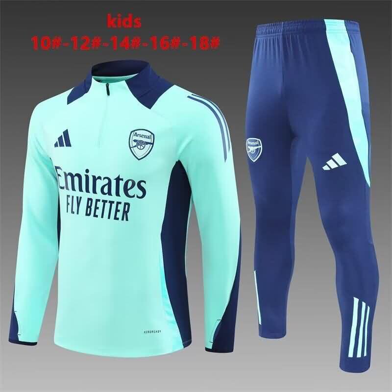 Kids AAA Quality Arsenal 24/25 Green Soccer Tracksuit
