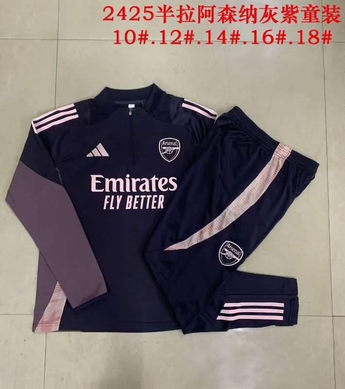 Kids AAA Quality Arsenal 24/25 Grey Soccer Tracksuit