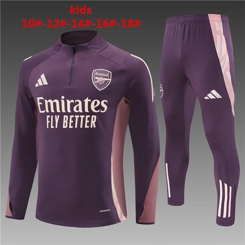 Kids AAA Quality Arsenal 24/25 Purples Soccer Tracksuit