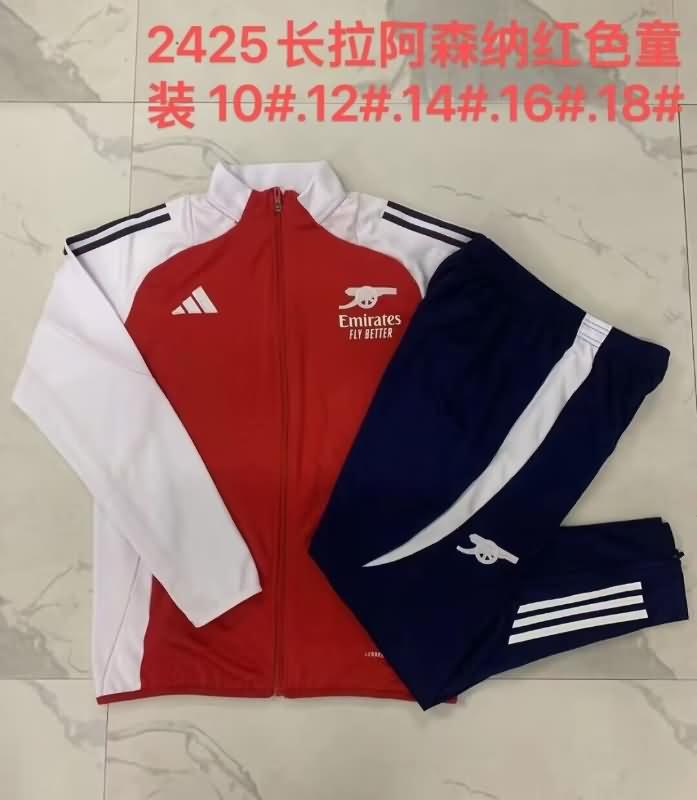 Kids AAA Quality Arsenal 24/25 Red Soccer Tracksuit 02