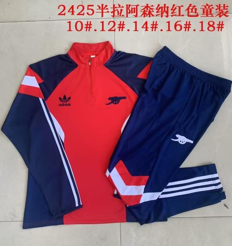 Kids AAA Quality Arsenal 24/25 Red Soccer Tracksuit 03