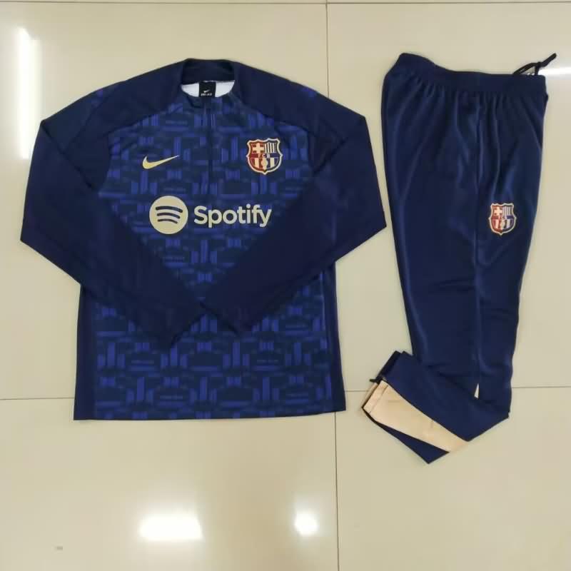 AAA Quality Barcelona 24/25 Dark Blue Soccer Tracksuit 02