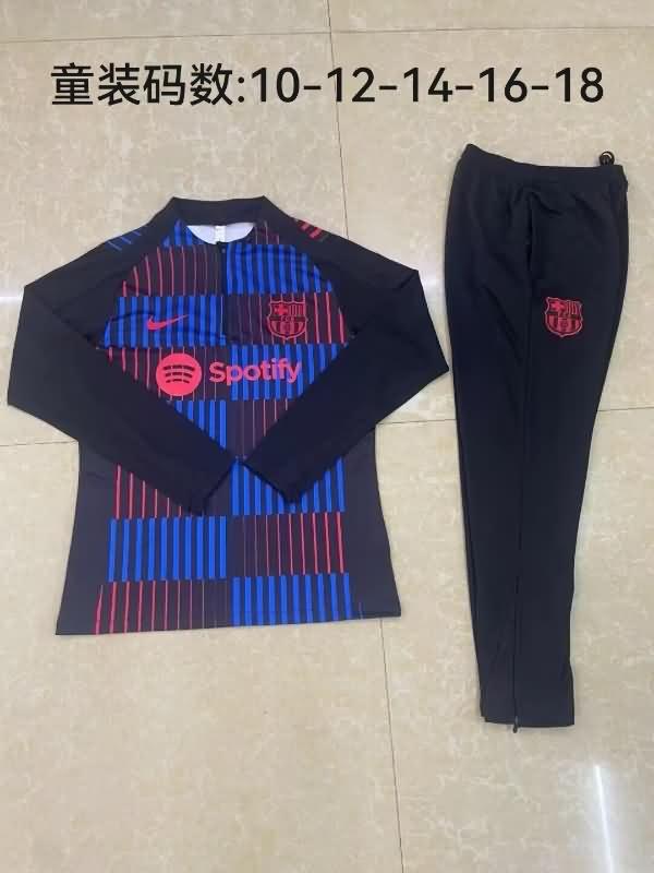 Kids AAA Quality Barcelona 24/25 Black Soccer Tracksuit 03