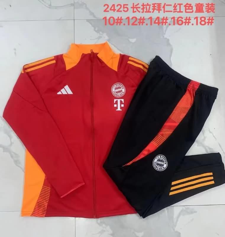 Kids AAA Quality Bayern Munich 24/25 Red Soccer Tracksuit 02