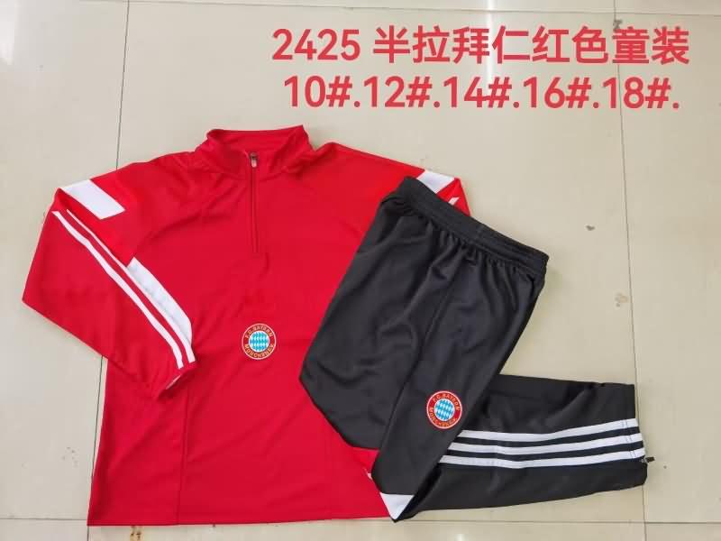 Kids AAA Quality Bayern Munich 24/25 Red Soccer Tracksuit 03