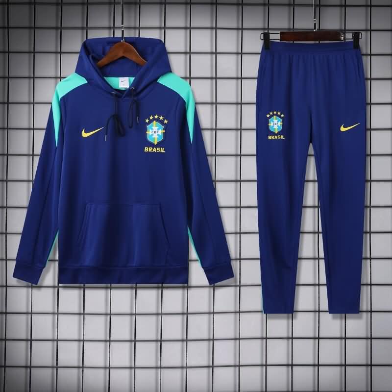 AAA Quality Brazil 2024 Dark Blue Soccer Tracksuit 02