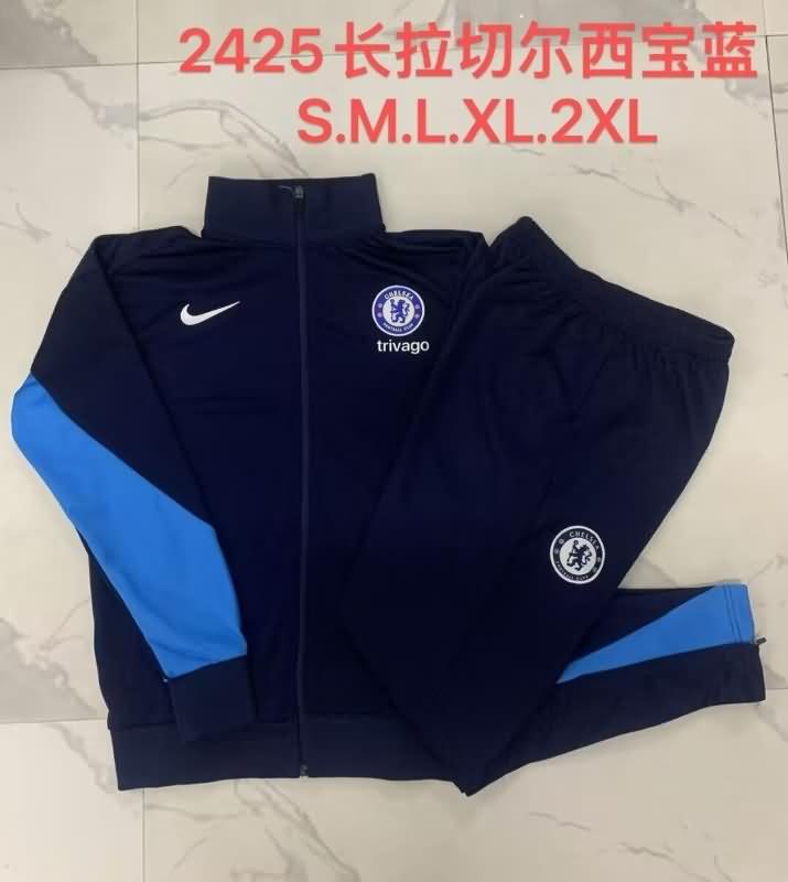 AAA Quality Chelsea 24/25 Dark Blue Soccer Tracksuit 03