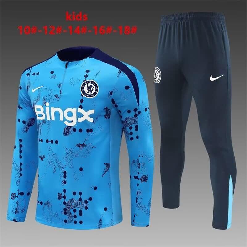 Kids AAA Quality Chelsea 24/25 Blue Soccer Tracksuit