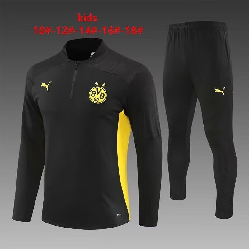 Kids AAA Quality Dortmund 24/25 Black Soccer Tracksuit