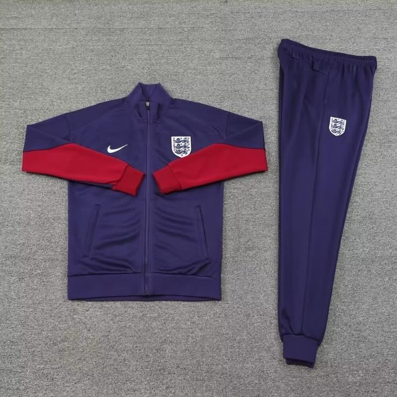 AAA Quality England 2024 Dark Blue Soccer Tracksuit 02