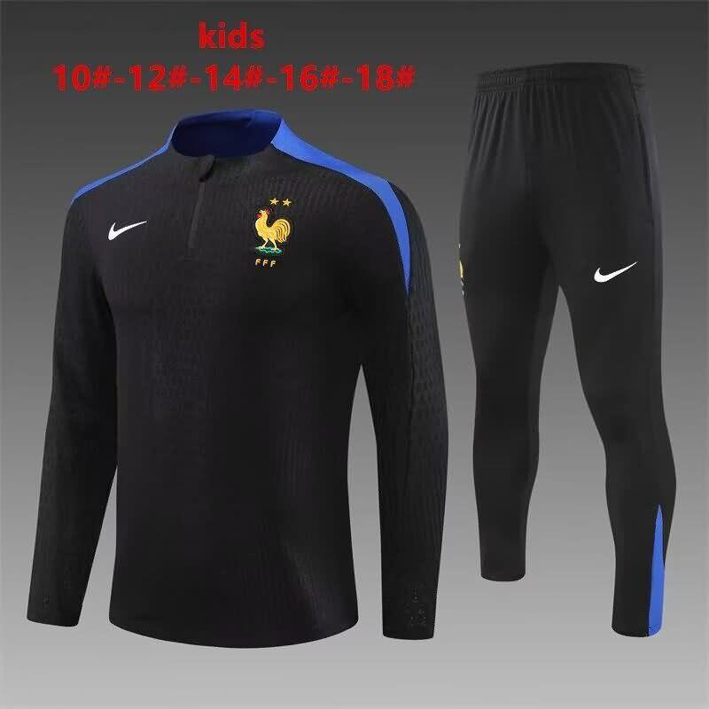 Kids AAA Quality France 2024 Black Soccer Tracksuit